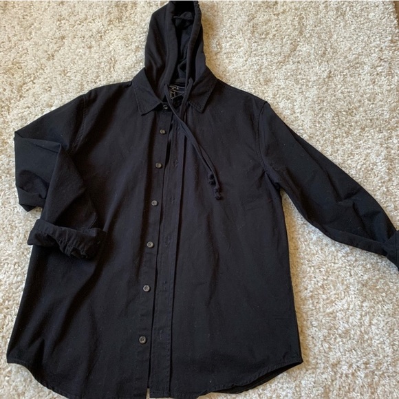 button up with hoodie